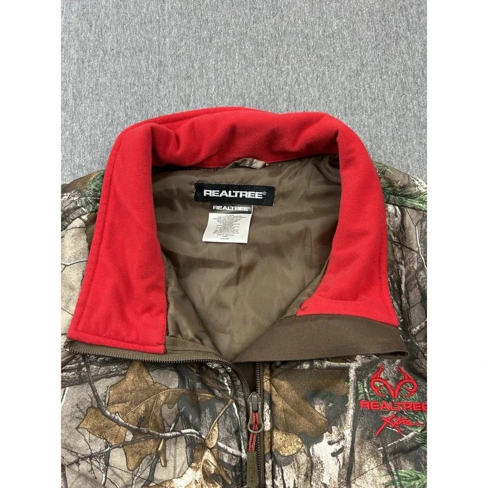 Realtree Xtra Hunting Jacket Mens XL Camo Red Brown Soft Shell Full Zip Coat‎